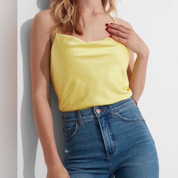 “EXPRESS Satin Cowl Neck Tank Bundle – Pink, Yellow, Black | Women’s Large - Picture 5 of 5